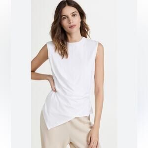 Theory Sl Drape Tee White Sleeveless Twist Lightweight Jersey Top Size Medium